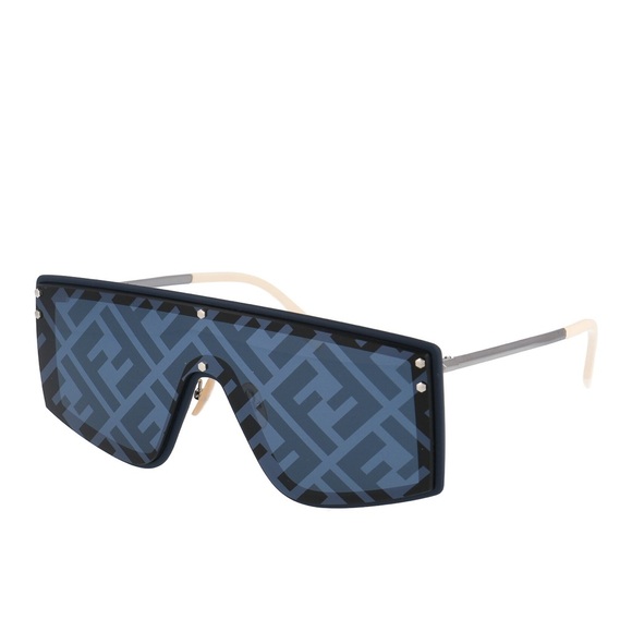 FENDI Logo Sunglasses - Authentic - Unisex - Navy Blue - Picture 6 of 17